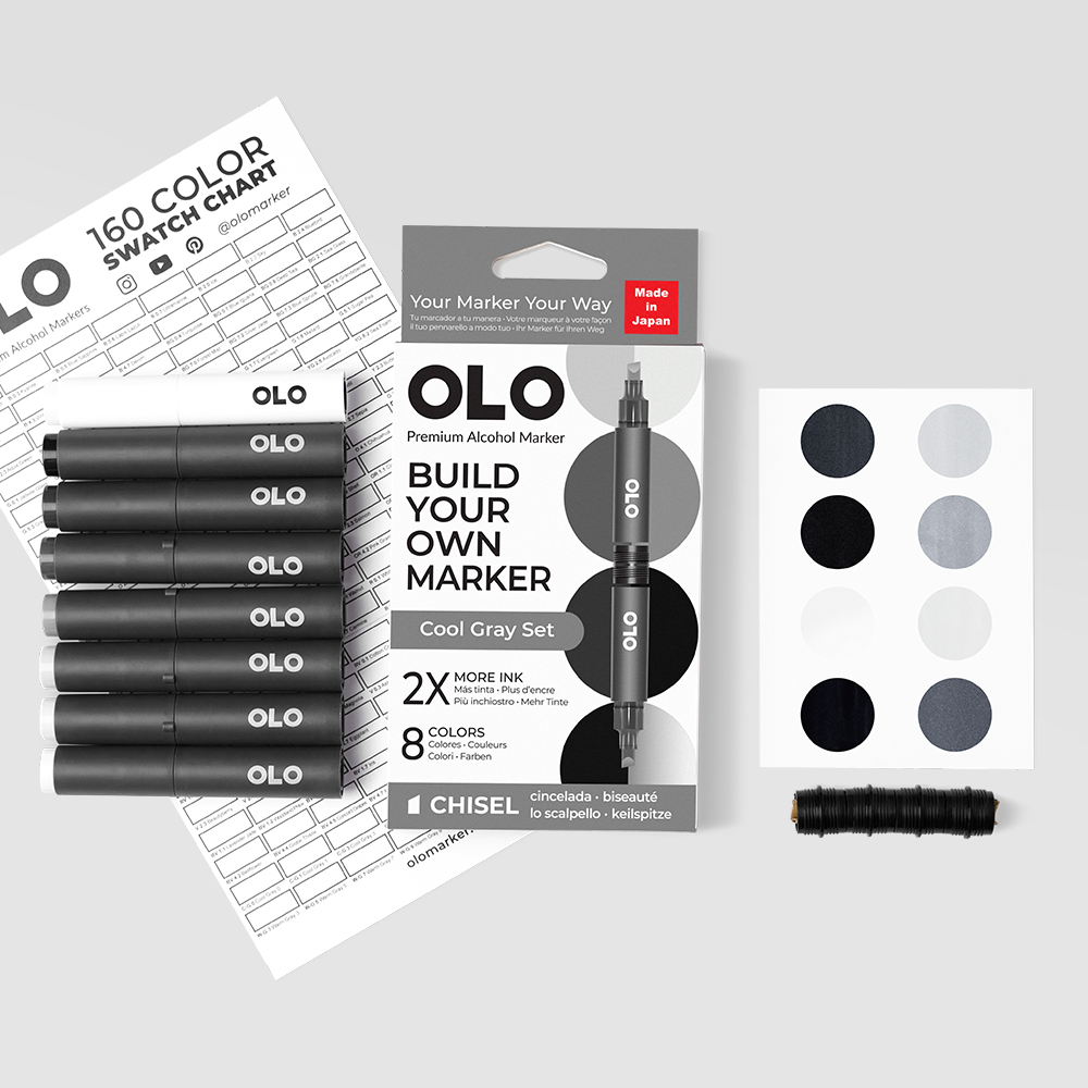 Cool Gray 8pc Chisel Set – OLO Marker Cool Gray 8pc Chisel Set – OLO Marker