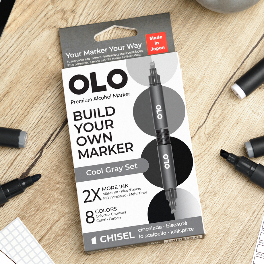 Cool Gray 8pc Chisel Set – OLO Marker