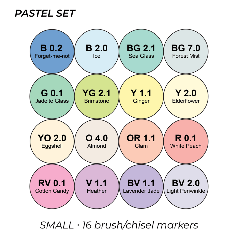 OLO Carry Case – Pastel Set – Small (16 brush/chisel)