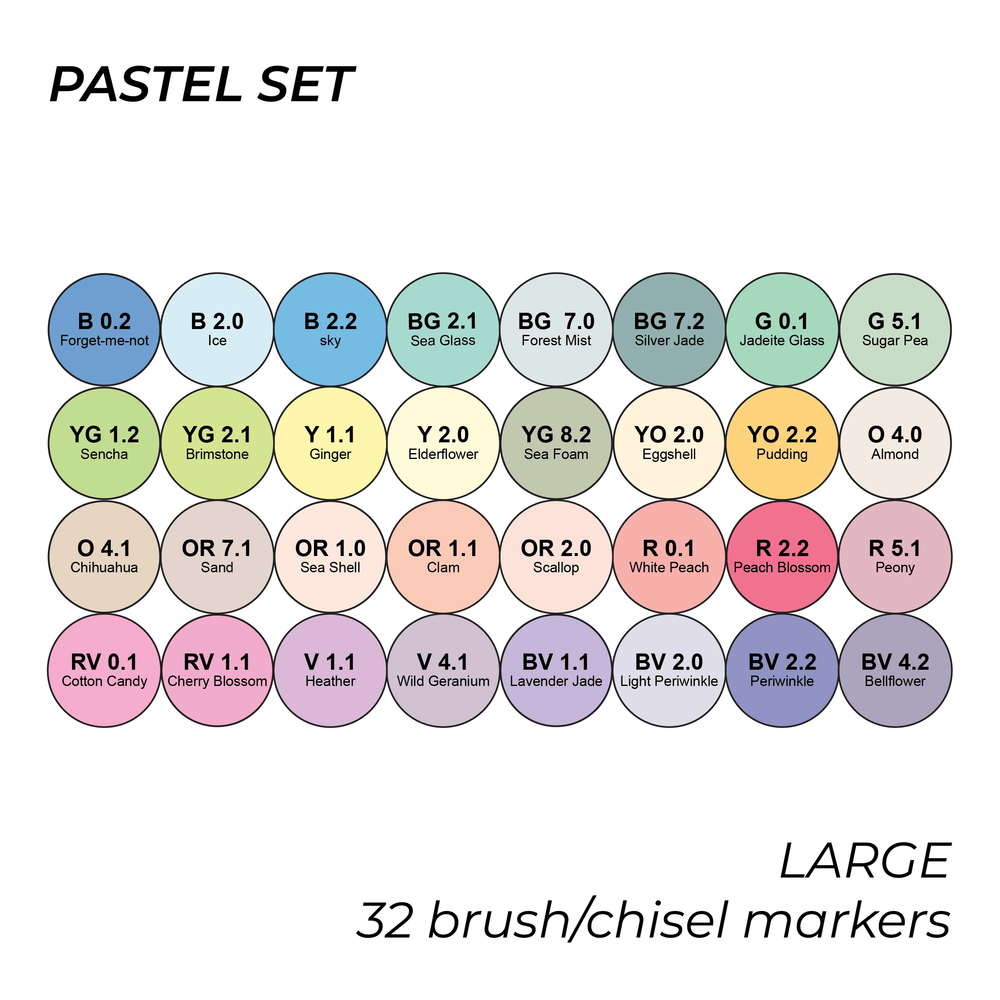 OLO Carry Case – Pastel Set – Large (32 brush/chisel)