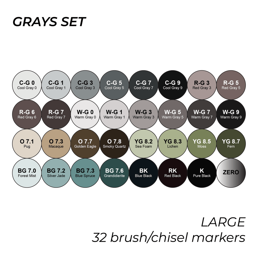 OLO Carry Case – Grays Set – Large (32 brush/chisel)