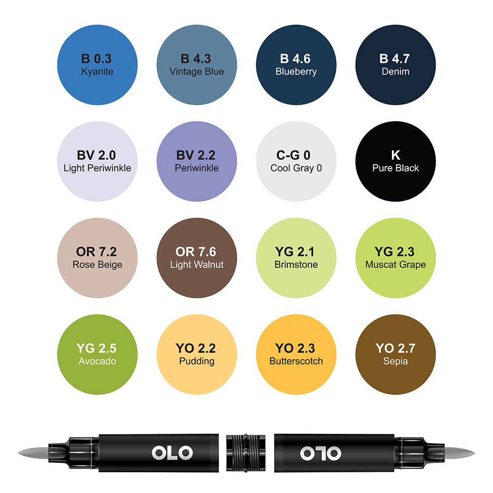 OLO Premium Alcohol Marker 8 Set Cool Gray Collection
