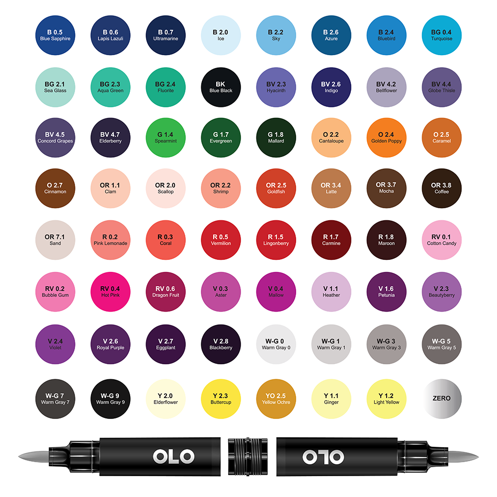 OLO Special Blend Alcohol Markers Set - 8 Colors 4pc.
