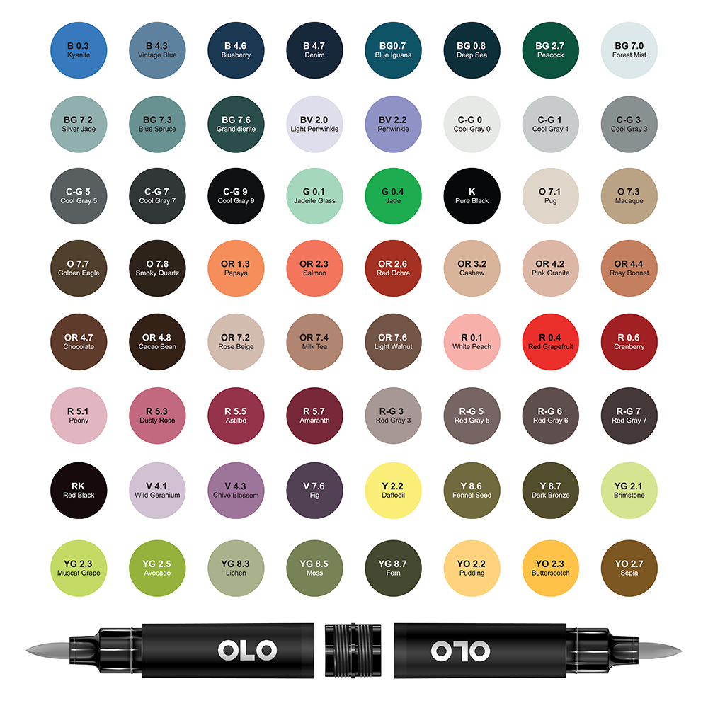 OLO Special Blend Alcohol Markers Set - 8 Colors 4pc.