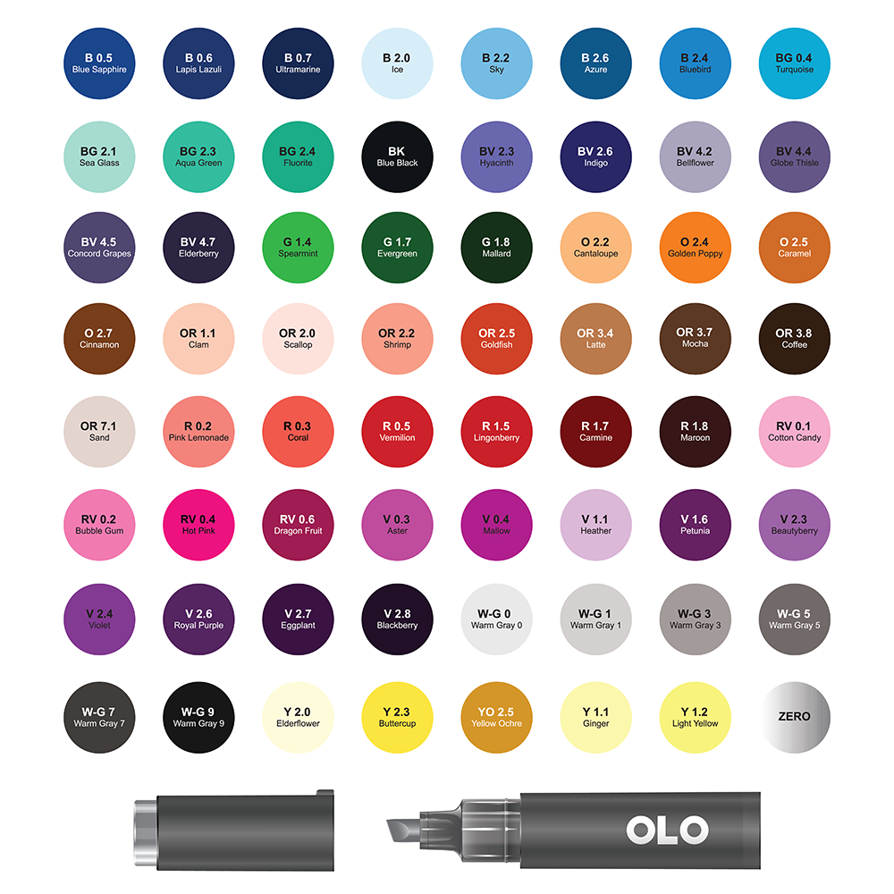 64 Color Chisel Set 1 – OLO Marker
